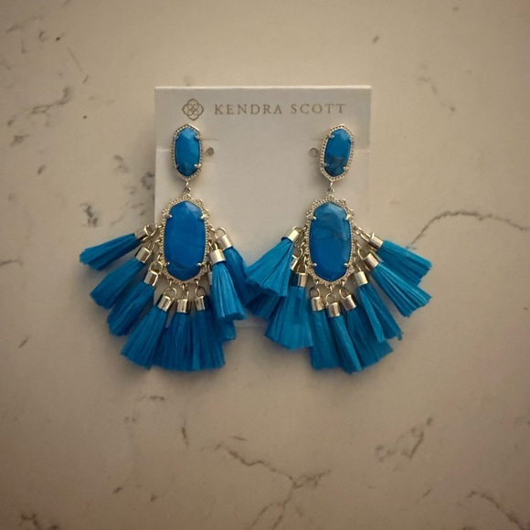Like New Blue Kendra Scott Statement Earrings - Picture 2 of 2